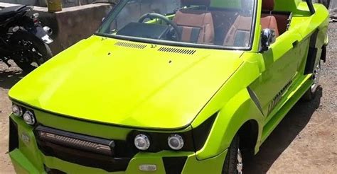 Maruti 800 modified to look like a Lamborghini convertible supercar