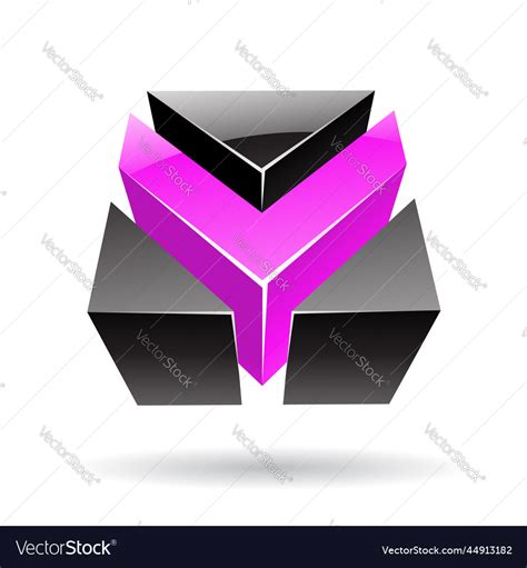 3d abstract glossy metallic logo icon of magenta Vector Image