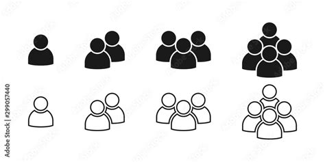 People black vector icons. People icons in modern simple flat and lines ...