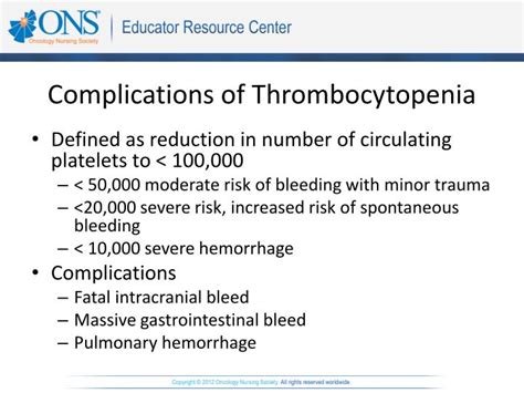 Thrombocytopenia Grade Chart