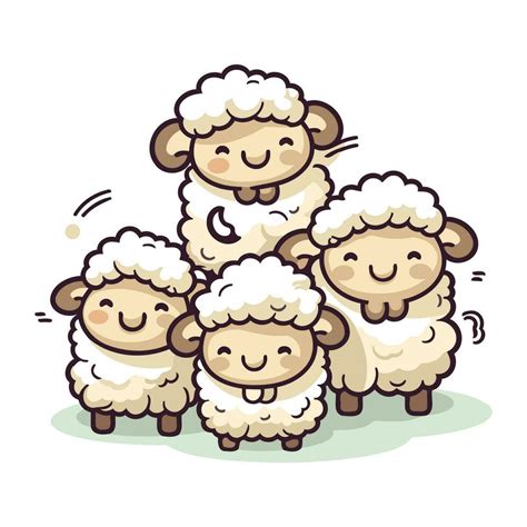 Sheep family. Cute cartoon sheeps. Vector illustration. 33325106 Vector ...