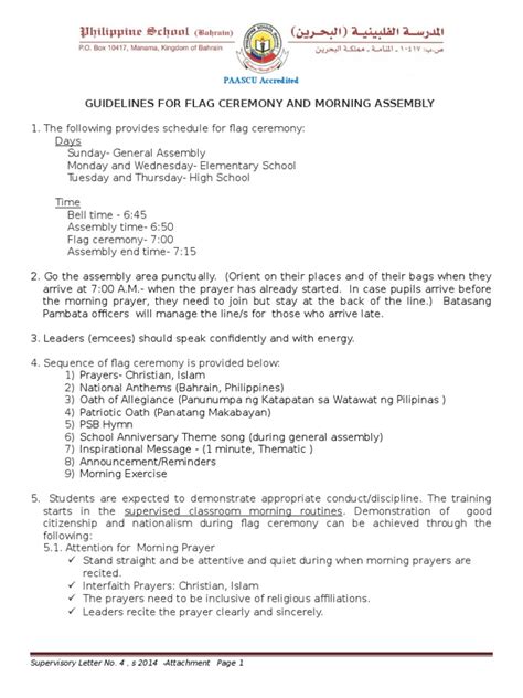 Flag Ceremony Guidelines | Prayer | Schools