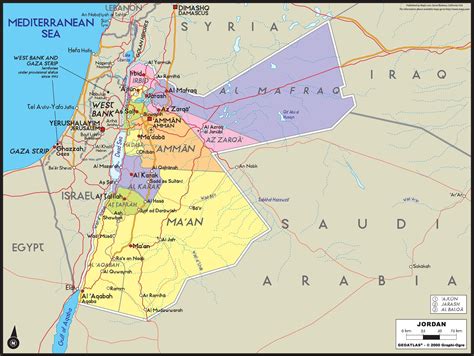 Jordan Political Wall Map | Maps.com.com