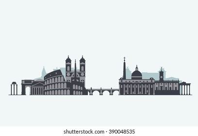 Rome Skyline Silhouette Stock Vector (Royalty Free) 390048535 ...