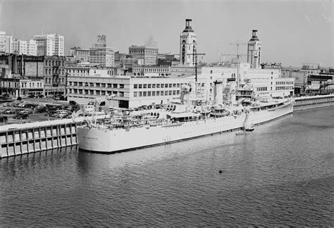 Brooklyn-class cruiser light cruiser USS Philadelphia (CL-41) tied up ...