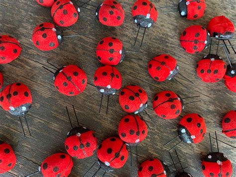 36 Pcs Mini Artificial Ladybugs Fake Colored Floral Arrangement Wedding ...