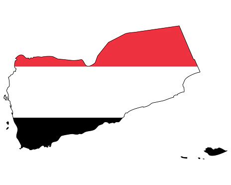 Yemen Map With Flag Outline Of A State With A National Flag Stock ...