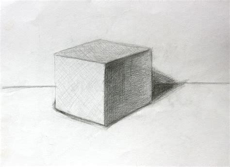 3D Cube Pencil Sketch stock illustration. Illustration of highlight ...