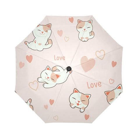 Cute Cat Umbrellas Kitty Love & Hearts Umbrella Automatic | Etsy