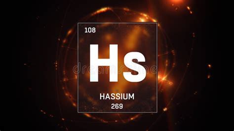 Hassium As Element 108 of the Periodic Table 3D Illustration on Red ...