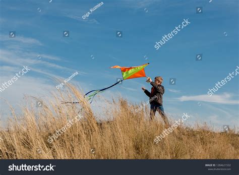 Flying Kite Boy Kite Against Blue Stock Photo 1284621532 | Shutterstock