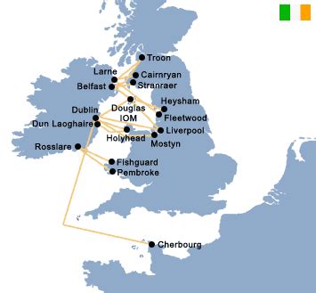 Ferry Routes To Ireland From Uk Map - Prudy Carlynne