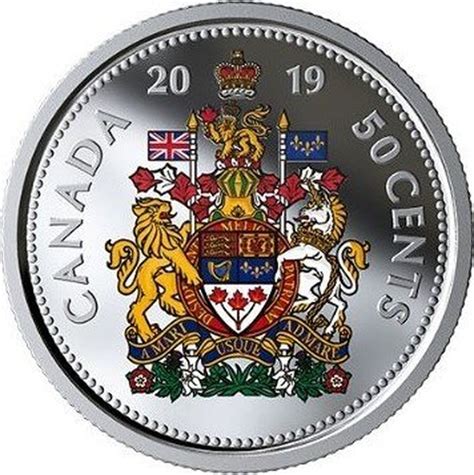 Canadian Silver 50 Cents "Canada's Coat of Arms (Colored)" 2018 coin ...