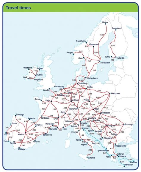 Eurail map with travel times | Places I need to go | Pinterest | Europe ...