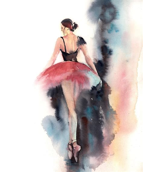 Ballerina in Pink Tutu Original Watercolor Painting, Ballet Dance ...