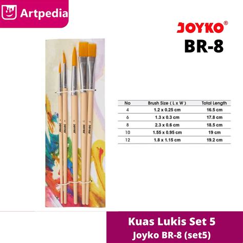 Jual KUAS LUKIS JOYKO BRUSH SET 5 BR-8 - Kuas Cat Air Cat Minyak Lukis ...