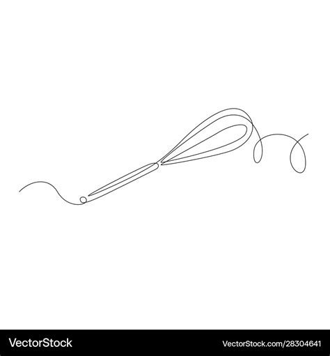 Continuous one line drawing whisk stock Royalty Free Vector