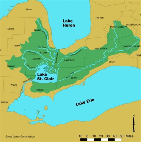 Lake St Clair-St Clair River watershed Map - Chatham-Kent Canada • mappery