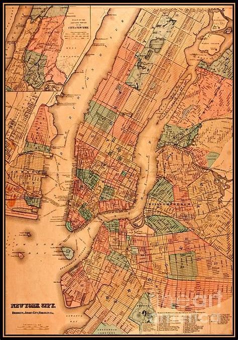 1890 Map of New York City Brooklyn Jersey City and Hoboken this ...