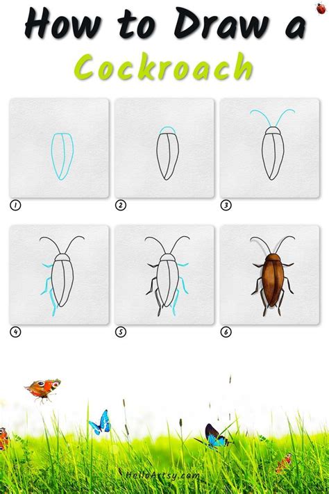 How to Draw a Cockroach - Easy Drawing Lesson for any Beginner | Easy ...