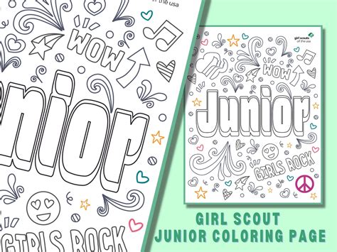 Girl Scout Junior, Coloring Page, Instant Download - Etsy