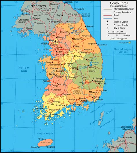 South Korea Map and Satellite Image