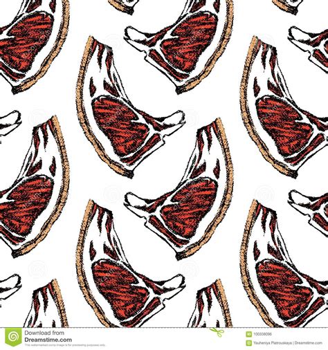 Raw meat pattern stock vector. Illustration of fresh - 100338096