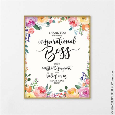 Best Boss Gifts Quotes Inspirational Boss YOU PRINT Printable Great as ...