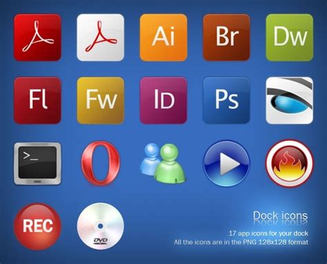 Dock Icons icons pack Free icon in format for free download 334.79KB