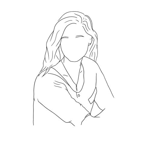 Female Portrait Line Art, Minimalist Girl Drawing, Human People Outline ...