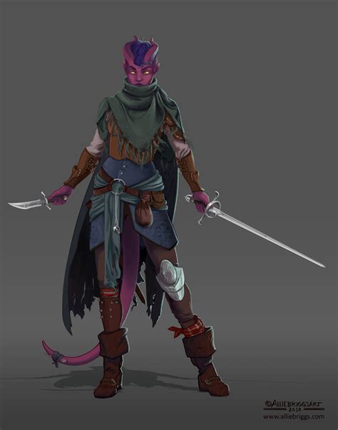 "Mau Nowhere," by Allie Briggs. Character art for DnD Tiefling Rogue ...