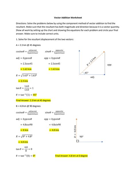 SOLUTION: Vector addition worksheet - Studypool