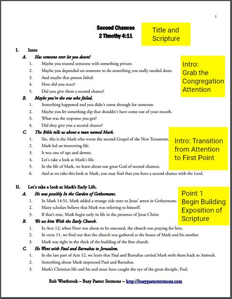 An Annotated Example of a Sermon Outline