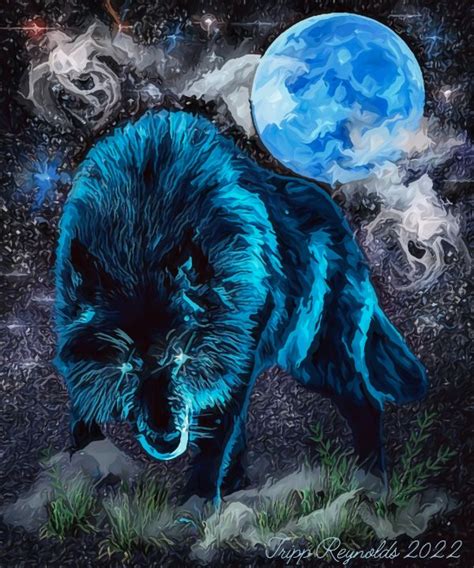 Blue Moon Wolf - Tripp Reynolds - Digital Art, Animals, Birds, & Fish ...