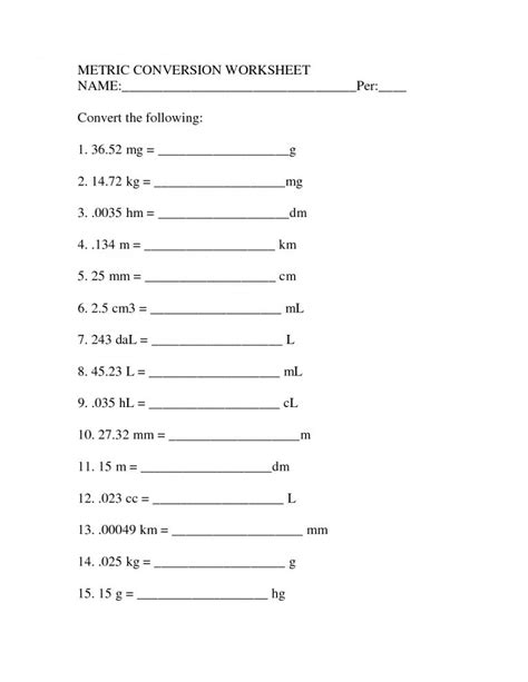 12 Metric System In Science Worksheet | Metric conversions, Metric ...