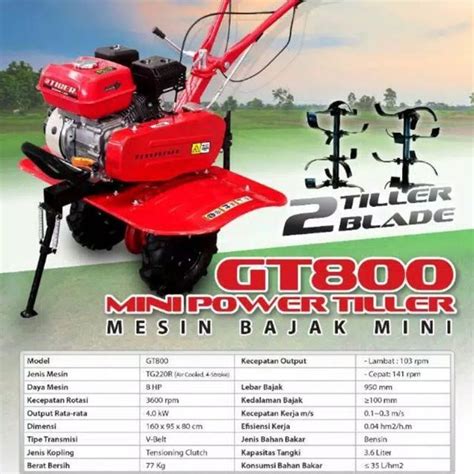 Jual Mesin Traktor Mini Cultivator TIGER TG800 / Mesin Bajak Sawah ...