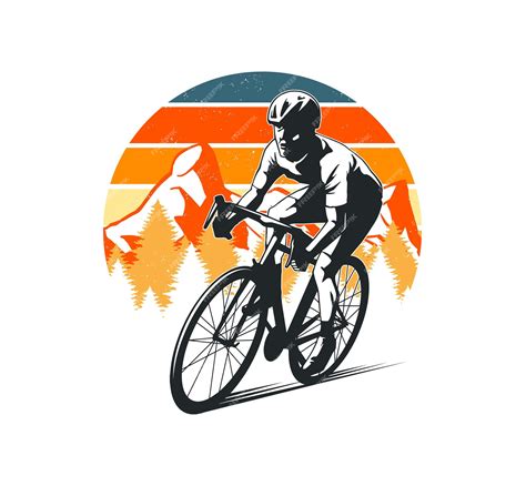 Premium Vector | Cycling design with mountain background for badge ...