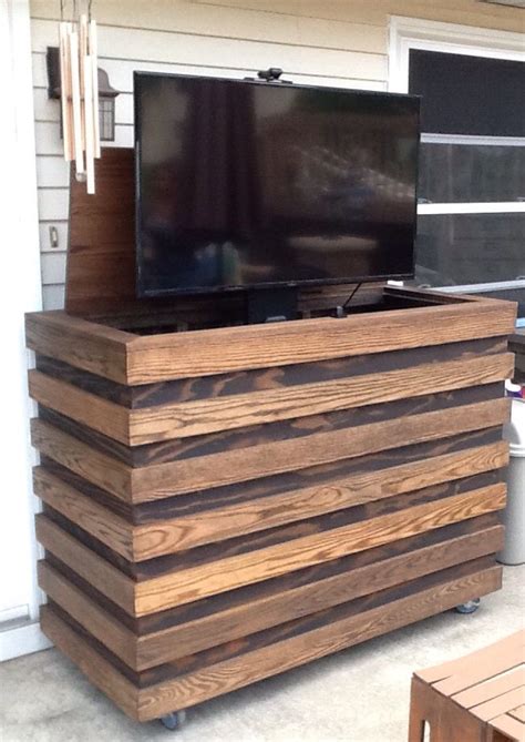 Outdoor TV. Homemade custom TV cabinet with remote TV lift. | Outdoor ...