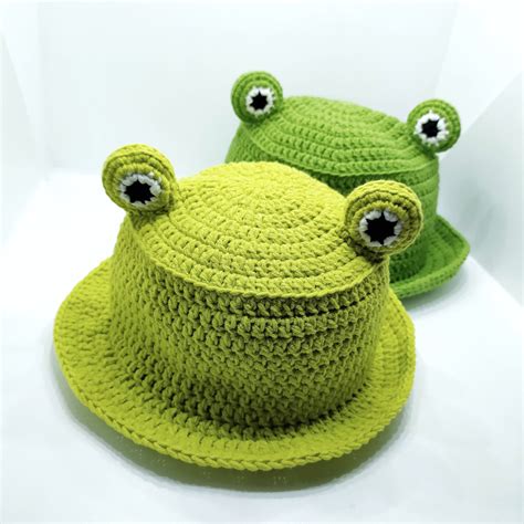 Frog bucket hat crochet Cute froggy hat Cottagecore hat | Etsy