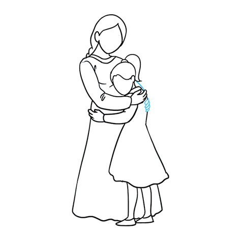 How to Draw a Mother Hugging a Daughter - Really Easy Drawing Tutorial