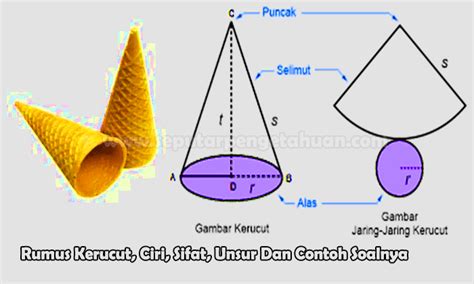 Detail Rumus Kerucut, Ciri, Sifat, Unsur Dan Contoh Soalnya