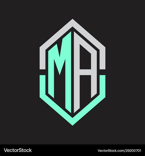 Ma logo monogram with hexagon shape and outline Vector Image