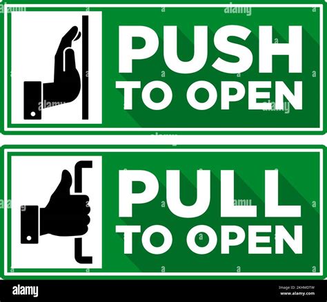 Push and pull to open door. Vector signs on transparent background ...