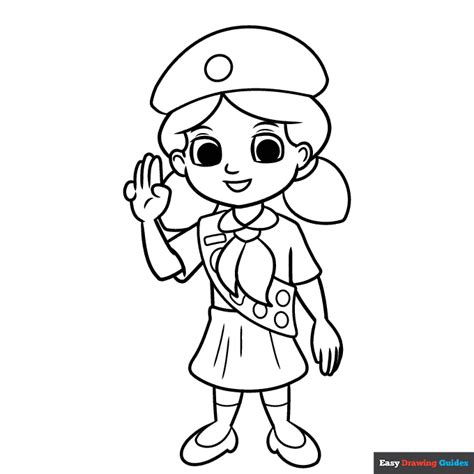 Girl Scout Coloring Page | Easy Drawing Guides