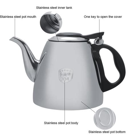 LYUMO 1.2L/1.5L Stainless Steel Stove-top Teapot Tea Coffee Pot Kettle ...