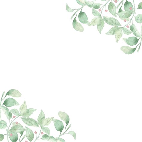 Romantic Green Leaves Watercolor Border, Leaves, Wedding, Watercolor ...