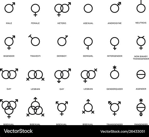 Gender symbols set sexual orientation icons male Vector Image