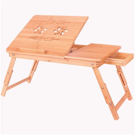 Portable Bamboo Laptop Desk Table Folding Breakfast Bed Serving Tray w ...