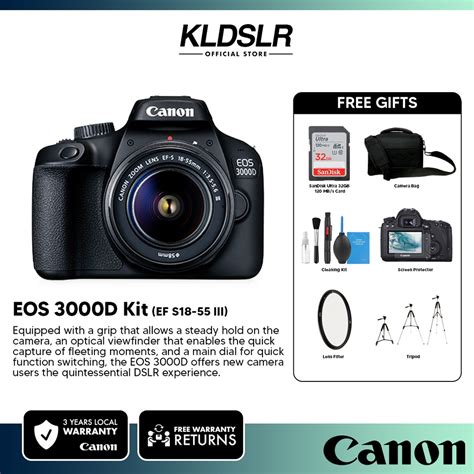 (Ready Stock) Canon EOS 3000D DSLR Camera Kit (EF S18-55 III) (Canon ...