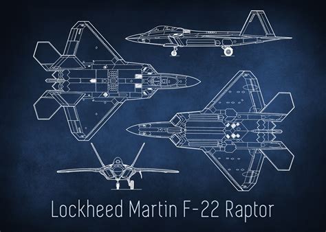 Lockheed F-22 Raptor Blueprint Art | Blueprint art, Blueprints ...